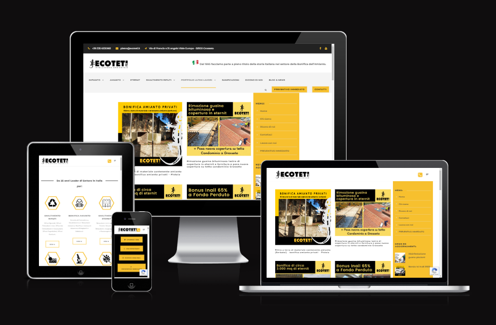 Sviluppo sito web per Azienda Ecoteti srl - Vulcano Comunicazione Realizzazione Siti Web Aziendali, Campagne Google e Social