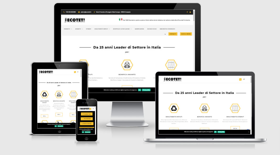 Realizzazione sito web aziendale professionale per Ecoteti srl - Web Agency Grosseto, Vulcano Comunicazione.