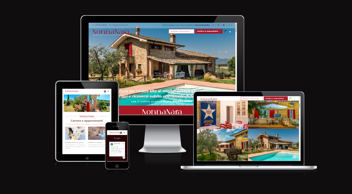 Sito web per B&B Nonna Nara Grosseto e dintorni - Vulcano Comunicazione agenzia web specializzata in siti vetrina per bed and breakfast