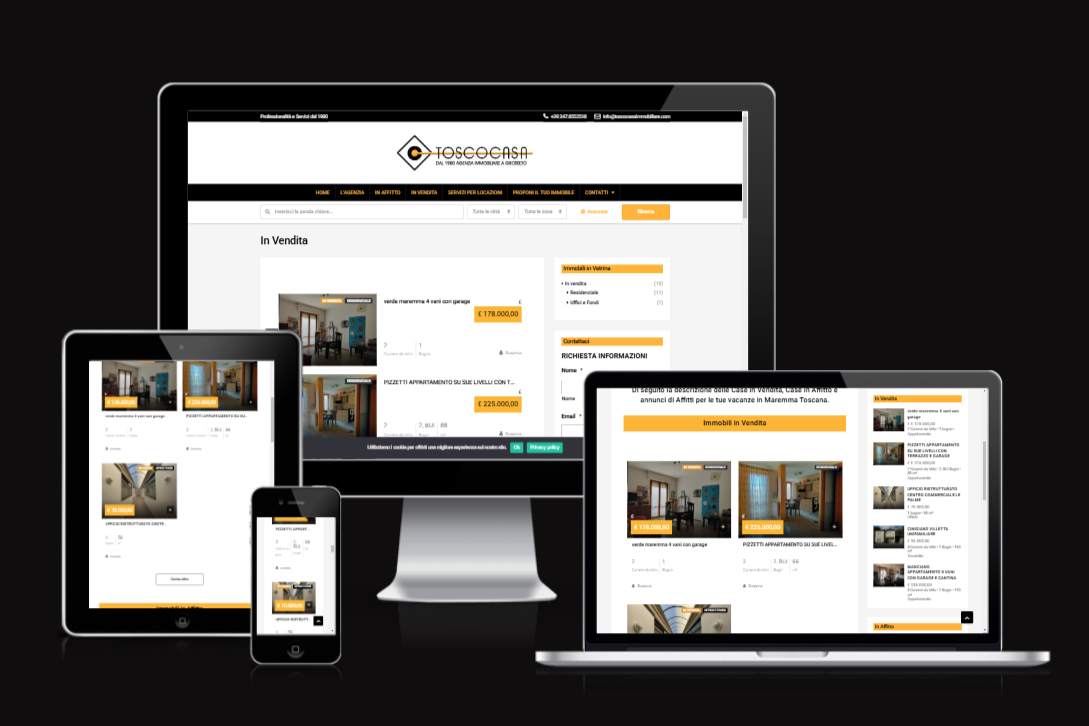 Realizzazione sito web per Agenzia Immobiliare di Grosseto Tosco Casa Immobiliare - Web Agency Vulcano Comunicazione