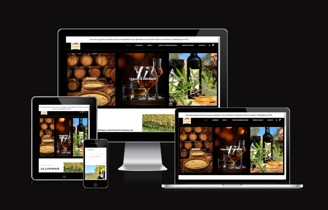 realizzazione ecommerce per azienda Vitivinicola Le Lupinaie - web agency grosseto Vulcano comunicazione e marketing