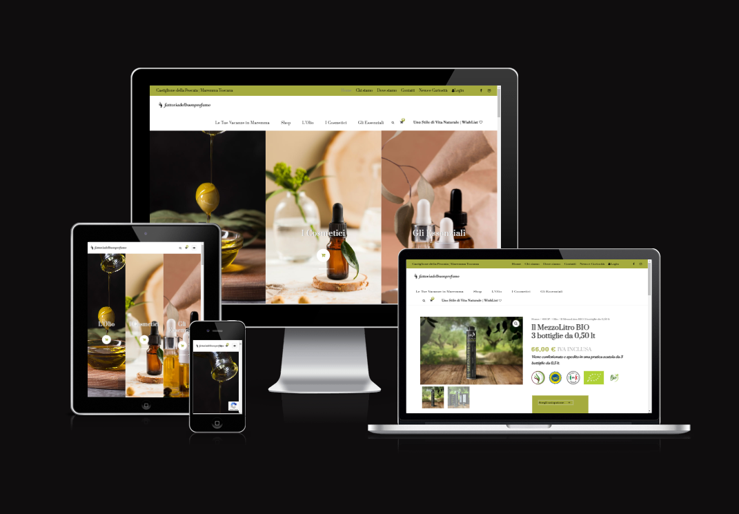 realizzazione ecommerce per fattoria del buon profumo - web agency grosseto Vulcano comunicazione e marketing
