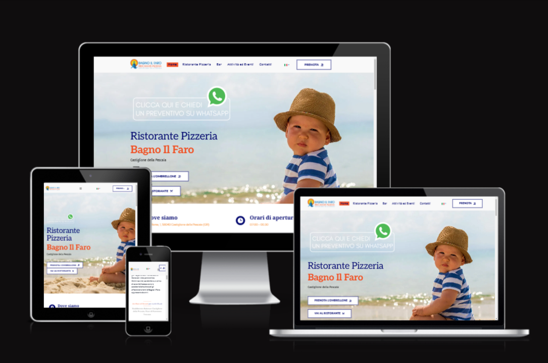 Realizzazione Sito Web per stabilimento Balneare a Castiglione della pescaia Bagno il Faro - Vulcano Comunicazione Agenzia Web & Marketing