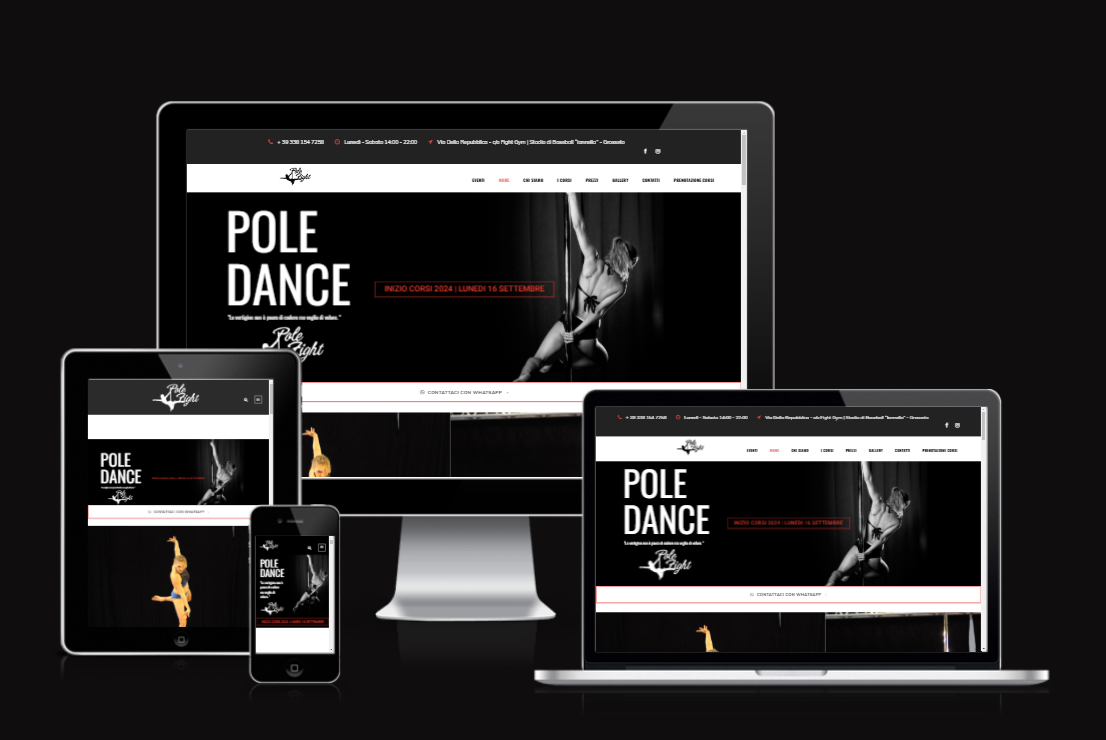 Realizzazione sito web per Palestra di Pole Dance a Grosseto PoleFight - Siti Web Grosseto, Vulcano Comunicazione