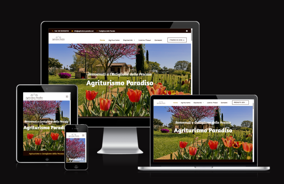 Realizzazione sito web per Agriturismo a Castiglione della Pescaia PARADISO - Web Agency Vulcano Comunicazione