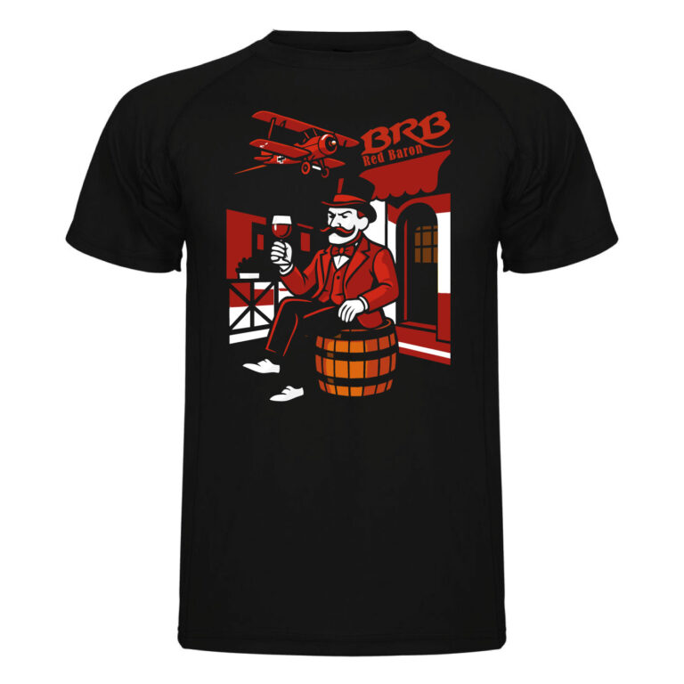 progettazione grafica e fornitura abbigliamento aziendale personalizzato GROSSETO Studio Grafico Vulcano Comuinicazione per Bar Red Baron a braccagni - tshirt