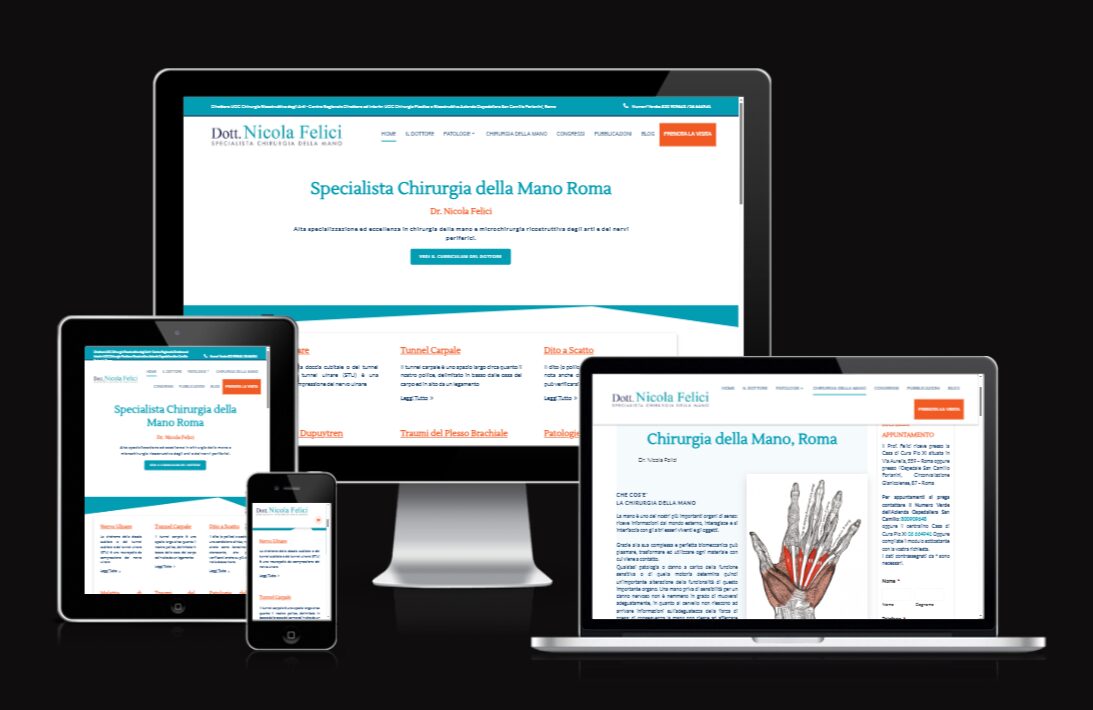 Realizzazione sito web per Dottor Nicola Felici Specialista della mano a Roma - Vulcano Comunicazione Web Agency